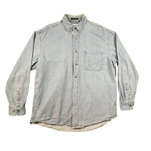 Ultra Club Cypress Denim Men's L Light Blue Chambray Button Down SEE DESCRIPTION